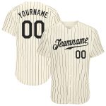 Custom Name and Number Authentic Baseball Jersey with Cream Black Pinstripes - Personalized Team Apparel Personalized Cream