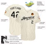 Custom Name and Number Authentic Baseball Jersey with Cream Black Pinstripes - Personalized Team Apparel Personalized Cream