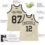 Custom Name Number Basketball Jersey - Personalized Cream Black Pinstripe Authentic Design Personalized Cream Black Pinstripe