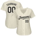 Personalized Black Pinstripe Baseball Jersey Cream Accents for Men and Women Personalized Cream Black Pinstripe Black Baseball