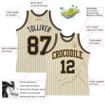 Personalized Black-Old Gold Basketball Jersey with Cream Pinstripes, Custom Team Apparel Personalized Cream Black Pinstripe