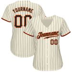 Custom Name and Number Personalized Black-Orange Pinstripe Baseball Jersey - Authentic Team Apparel Personalized Cream Black