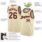 Custom Black Orange Basketball Jersey with Personalized Name and Number - Cream Black Pinstripe Style Personalized Cream