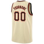 Custom Black Orange Basketball Jersey with Personalized Name and Number - Cream Black Pinstripe Style Personalized Cream