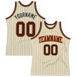 Personalized Black-Orange Authentic Basketball Jersey with Cream Black Pinstripe Design Personalized Cream Black Pinstripe