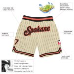 Custom Name Number Black-Orange Pinstripe Basketball Shorts Personalized Cream Team Authenticator Personalized Cream Black