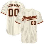 Personalized Black-Orange Baseball Jersey with Cream Pinstripes for Men Personalized Cream Black Pinstripe Black-Orange Baseball