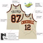 Personalized Black Orange Basketball Jersey with Cream Black Pinstripe Design - Custom Team Apparel Personalized Cream Black