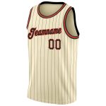 Personalized Black-Orange Basketball Jersey with Cream Black Pinstripe Design Personalized Cream Black Pinstripe Black-Orange