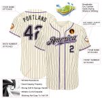 Custom Name Number Authentic Baseball Jersey Personalized Cream Black Pinstripe Black Purple Personalized Cream Black Pinstripe