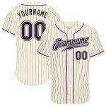 Personalized Black Purple Baseball Jersey with Cream Pinstripes for a Custom Look Personalized Cream Black Pinstripe Black-Purple