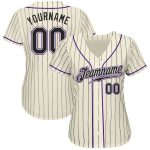 Personalized Black Purple Baseball Jersey with Cream Pinstripes for a Custom Look Personalized Cream Black Pinstripe Black-Purple