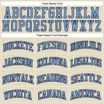 Custom Authentic Basketball Jersey - Personalized Cream Black Pinstripe with Blue Team Name and Number Personalized Cream