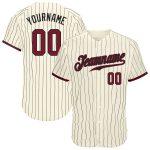 Custom Name and Number Personalized Crimson-Black Pinstripe Baseball Jersey - Authentic Team Apparel Personalized Cream Black