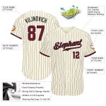 Custom Name and Number Personalized Crimson-Black Pinstripe Baseball Jersey - Authentic Team Apparel Personalized Cream Black