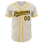 Custom Name and Number Personalized Baseball Jersey - Authentic Cream Black Pinstripe Design Personalized Cream Black Pinstripe