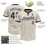 Personalized Gray Black Pinstripe Unisex Softball Jersey Two-Button Style Personalized Cream Black Pinstripe Gray Two-Button