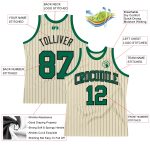 Custom Authentic Basketball Jersey with Personalized Name and Number - Cream Black Pinstripe Kelly Green Personalized Cream