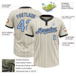 Personalized Light Blue Two-Button Softball Jersey for Unisex, Cream and Black Pinstripe Design Personalized Cream Black