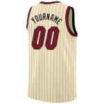Custom Maroon Black Basketball Jersey - Personalized Pinstripe Team Name & Number, Authentic Design Personalized Cream Black