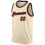 Custom Maroon Black Basketball Jersey - Personalized Pinstripe Team Name & Number, Authentic Design Personalized Cream Black