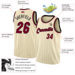 Custom Maroon Black Basketball Jersey - Personalized Pinstripe Team Name & Number, Authentic Design Personalized Cream Black