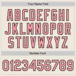 Custom Name and Number Unisex Softball Jersey - Personalized Medium Pink Two-Button Cream/Black Pinstripe Design Personalized