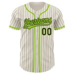 Personalized Neon Green Black Pinstripe Baseball Jersey for Men and Women Personalized Cream Black Pinstripe Neon Green Baseball