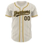 Personalized Black Cream Pinstripe Old Gold Baseball Jersey - Custom Sports Apparel Personalized Cream Black Pinstripe Old