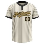 Custom Name Number Unisex Two-Button Softball Jersey Cream Black Pinstripe Old Gold Personalized Team Apparel Personalized