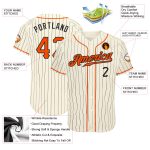 Custom Name and Number Personalized Orange-Black Cream Pinstripe Baseball Jersey Authentic Team Apparel Personalized Cream