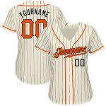 Personalized Black Orange Pinstripe Baseball Jersey - Custom Cream Jersey Personalized Cream Black Pinstripe Orange-Black