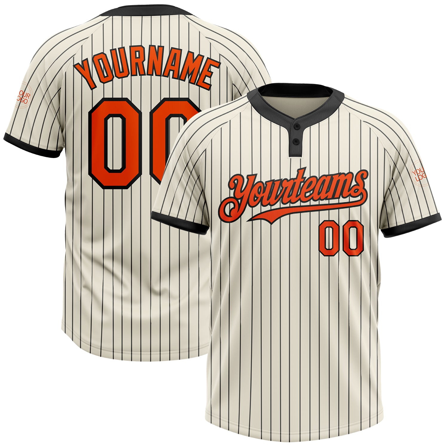 Custom Unisex Softball Jersey with Pinstripe Design - Personalized Two-Button Cream and Black with Name and Number Personalized