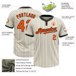 Personalized Unisex Softball Jersey - Cream Black Pinstripe Orange Two-Button Design Personalized Cream Black Pinstripe Orange