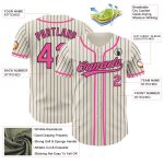 Personalized Pink Authentic Baseball Jersey with Cream and Black Pinstripe Design Personalized Cream Black Pinstripe Pink