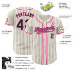 Custom Pinstripe Baseball Jersey with Personalized Name and Number - Pink Cream Black Authentic Team Jersey Personalized