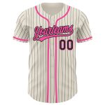 Custom Pinstripe Baseball Jersey with Personalized Name and Number - Pink Cream Black Authentic Team Jersey Personalized