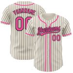 Personalized Pink Black Pinstripe Baseball Jersey for Kids and Adults Personalized Cream Black Pinstripe Pink Baseball Jersey