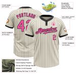 Custom Name and Number Unisex Softball Jersey - Personalized Cream Black Pinstripe Two-Button Design Personalized Cream Black