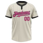 Custom Name and Number Unisex Softball Jersey - Personalized Cream Black Pinstripe Two-Button Design Personalized Cream Black