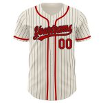 Personalized Black Pinstripe Red Baseball Jersey for Men and Women Personalized Cream Black Pinstripe Red Baseball Jersey