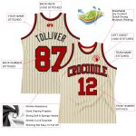 Personalized Black Pinstripe Cream Red Basketball Jersey for Men and Women Personalized Cream Black Pinstripe Red Basketball