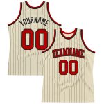 Personalized Black Pinstripe Cream Red Basketball Jersey for Men and Women Personalized Cream Black Pinstripe Red Basketball