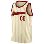 Personalized Basketball Jersey Custom Name Number Red Black Pinstripe Cream Team Authentic Personalized Cream Black Pinstripe
