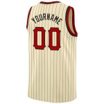 Personalized Basketball Jersey Custom Name Number Red Black Pinstripe Cream Team Authentic Personalized Cream Black Pinstripe