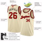 Personalized Basketball Jersey Custom Name Number Red Black Pinstripe Cream Team Authentic Personalized Cream Black Pinstripe