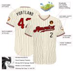 Personalized Black-White Red Cream Pinstripe Baseball Jersey for Men Personalized Cream Black Pinstripe Red Black-White Baseball