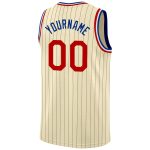 Custom Name Number Personalized Basketball Jersey - Cream Black Pinstripe Red-Royal Authentic Team Gear Personalized Cream