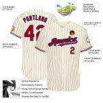 Personalized Black Cream Red-Royal Pinstripe Baseball Jersey for Adults 2 Personalized Cream Black Pinstripe Red-Royal Baseball