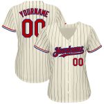 Personalized Black Cream Red-Royal Pinstripe Baseball Jersey for Adults 2 Personalized Cream Black Pinstripe Red-Royal Baseball